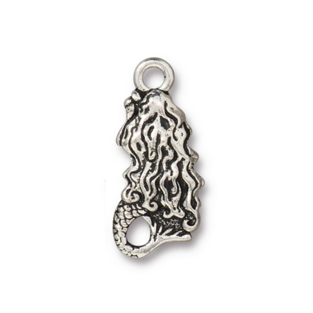 Charms & Solderable Accents Mermaid Charm, Silver Plated Pewter, 23mm
